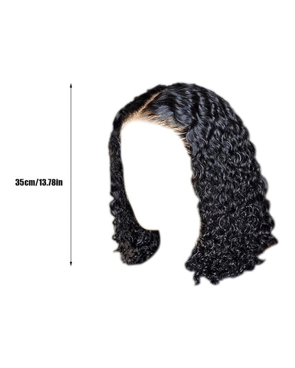 Women'S Deep Curly Lace Front Wigs Blonde Human Hair Wigs Women'S Short Curly Hair Mixed with Golden Small Curly Hair Black Brown (BK2)