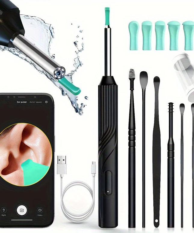 Smart Visual Ear Cleaner with 1296P Otoscope and USB-C Charging, Mini Camera Ear Wax Removal Tool and Health Care Set