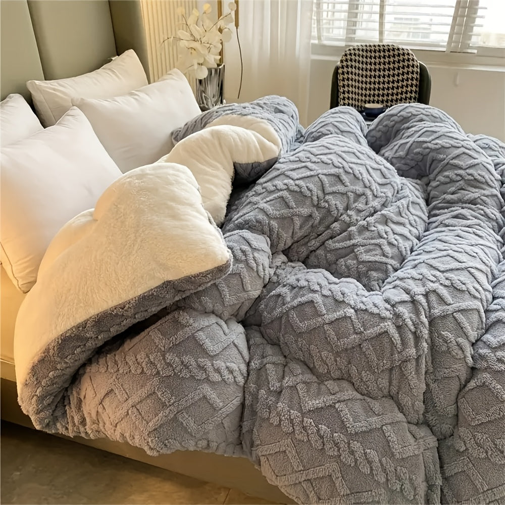 Luxurious Taffeta Comforter | Soft, Thick, and Warm - Machine Washable, Grey Polyester Cover, Microfiber Filling, Medium Weight, All-Season, Perfect for Bedroom, Guest Room, and Hotel Use