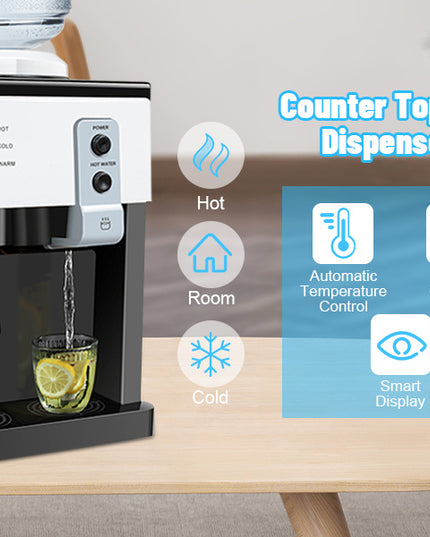 5 Gallon Hot and Cold Water Dispenser, Countertop Water Dispenser, Top Loading Hot & Cold Water Cooler Dispenser with 3 Temperature Settings, for Office, in The Desk Bedside Cabinet, Tea Table, Bar