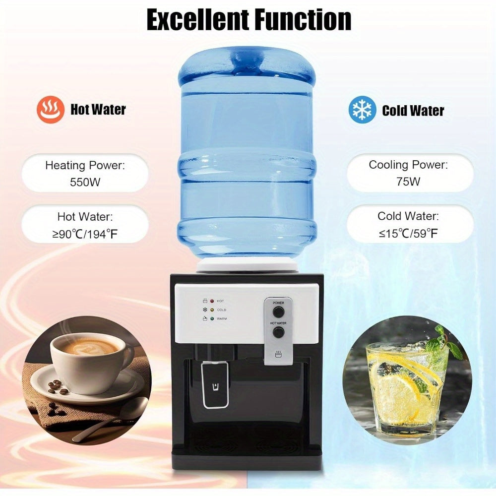 5 Gallon Hot and Cold Water Dispenser, Countertop Water Dispenser, Top Loading Hot & Cold Water Cooler Dispenser with 3 Temperature Settings, for Office, in The Desk Bedside Cabinet, Tea Table, Bar