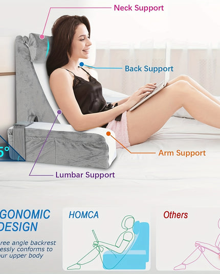 Reading Pillow for Sitting in Bed Adult, Back Pillow for Bed Sitting up, Reading & Bed Rest Pillows for Watching TV/Reading/Gaming/Resting in Bed, Couch or Floor, Medium 19"