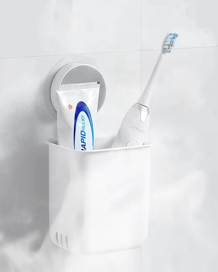 Wall-Mounted Portable Toothbrush and Toothpaste Holder with Waterproof Design - Drill-Free Bathroom Storage Organizer