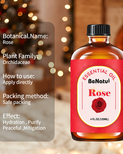 Benatu 4.06oz Rose Essential Oil Moisturize And Soothe Dry Skin-For Diffuser Essential Oil, Oil Diffuser, Essential Oil Diffuser-Valentine'S Day Gifts