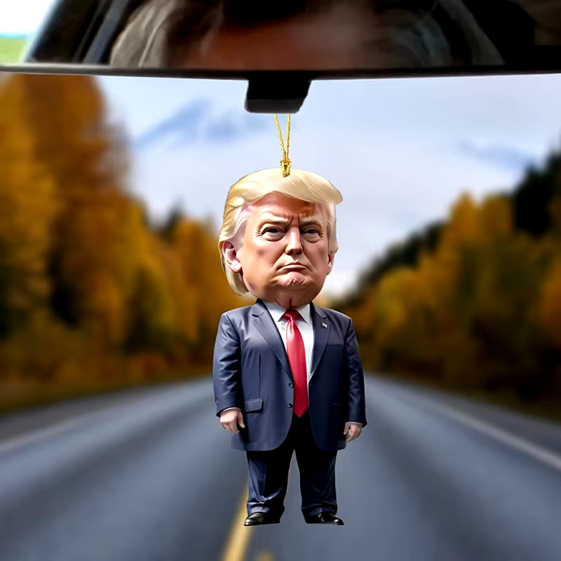 Cartoon Trump Pendant Acrylic Material Funny and Interesting Cartoon Pendant Suitable for Christmas Tree Cars Holiday DIY Gift