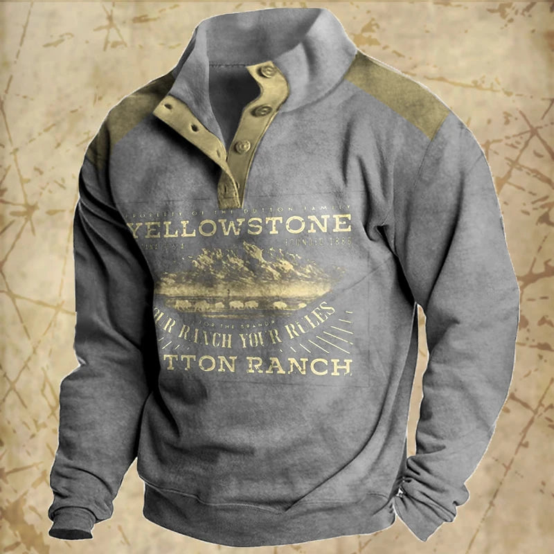 Vintage Men's Hoodies Autumn Long Sleeved Street Button Pullover Oversized Clothing For Men Sweatshirt Fashion Casual Hoodie