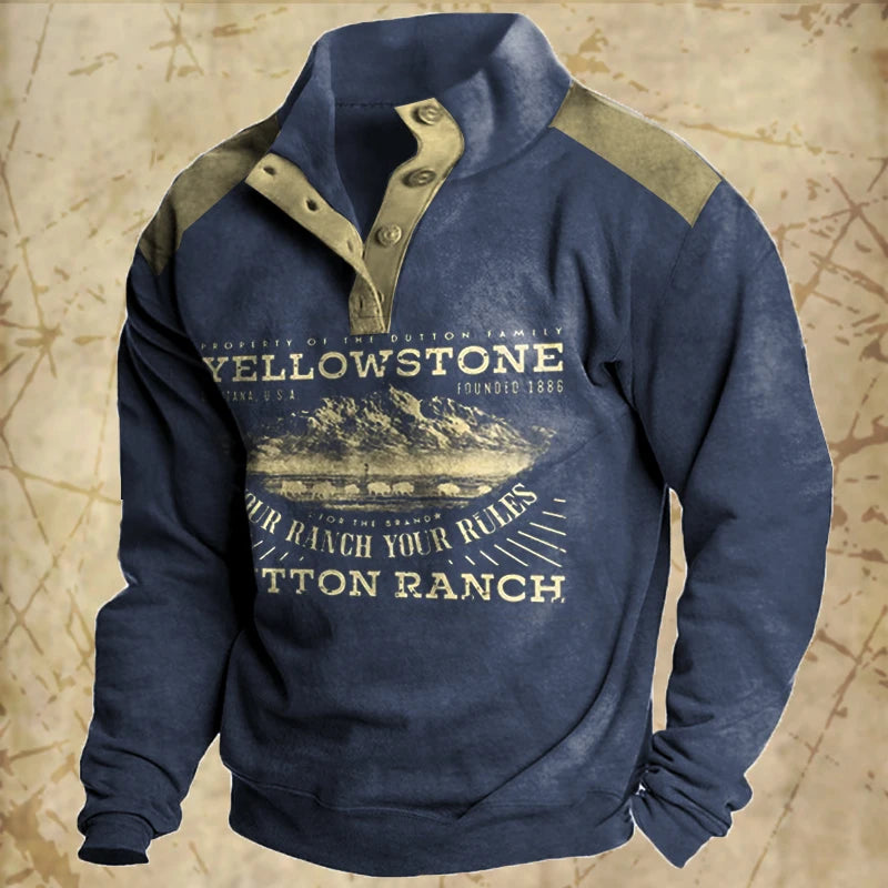 Vintage Men's Hoodies Autumn Long Sleeved Street Button Pullover Oversized Clothing For Men Sweatshirt Fashion Casual Hoodie