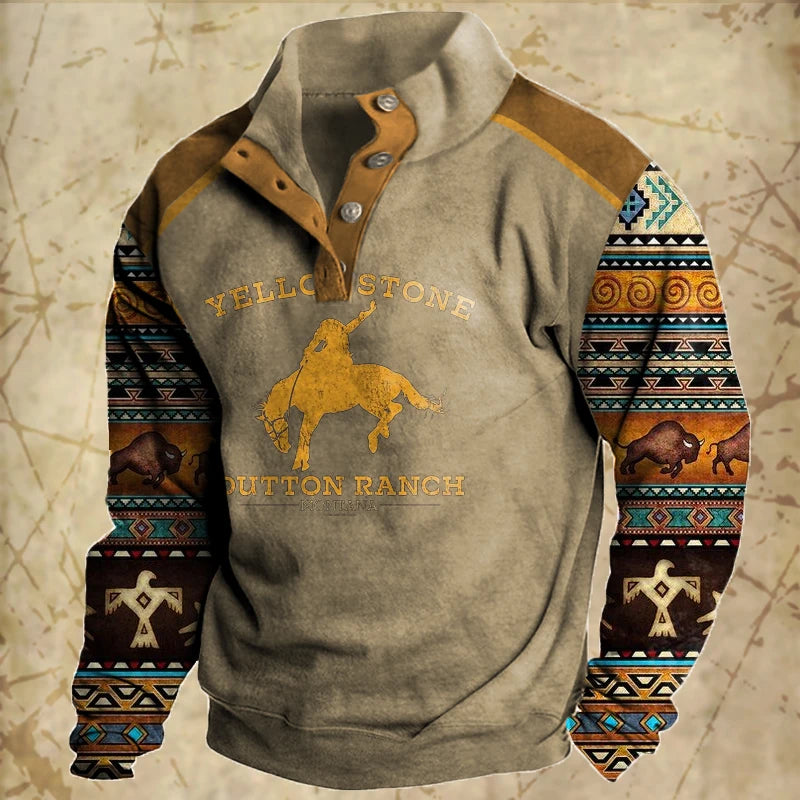 Vintage Men's Hoodies Autumn Long Sleeved Street Button Pullover Oversized Clothing For Men Sweatshirt Fashion Casual Hoodie