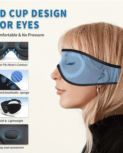 Mask For Sleep Headphones Bluetooth 3D Eye Mask Music Play Sleeping Headphones with Built-in HD Speaker