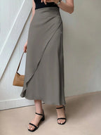 European and American Amazon Popular Satin Satin Skirt Foreign Trade Independent Station New Mid-Length Imitation Silk Skirt