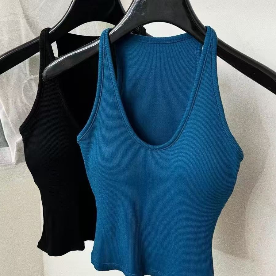 Breast Cover Beautiful Comes with Chest Pad Camisole Women's 2024 New Style Inner Wear Beautiful Back Slim-fit Slim-fit Neck Top