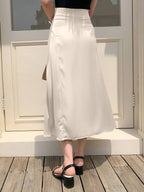 European and American Amazon Popular Satin Satin Skirt Foreign Trade Independent Station New Mid-Length Imitation Silk Skirt