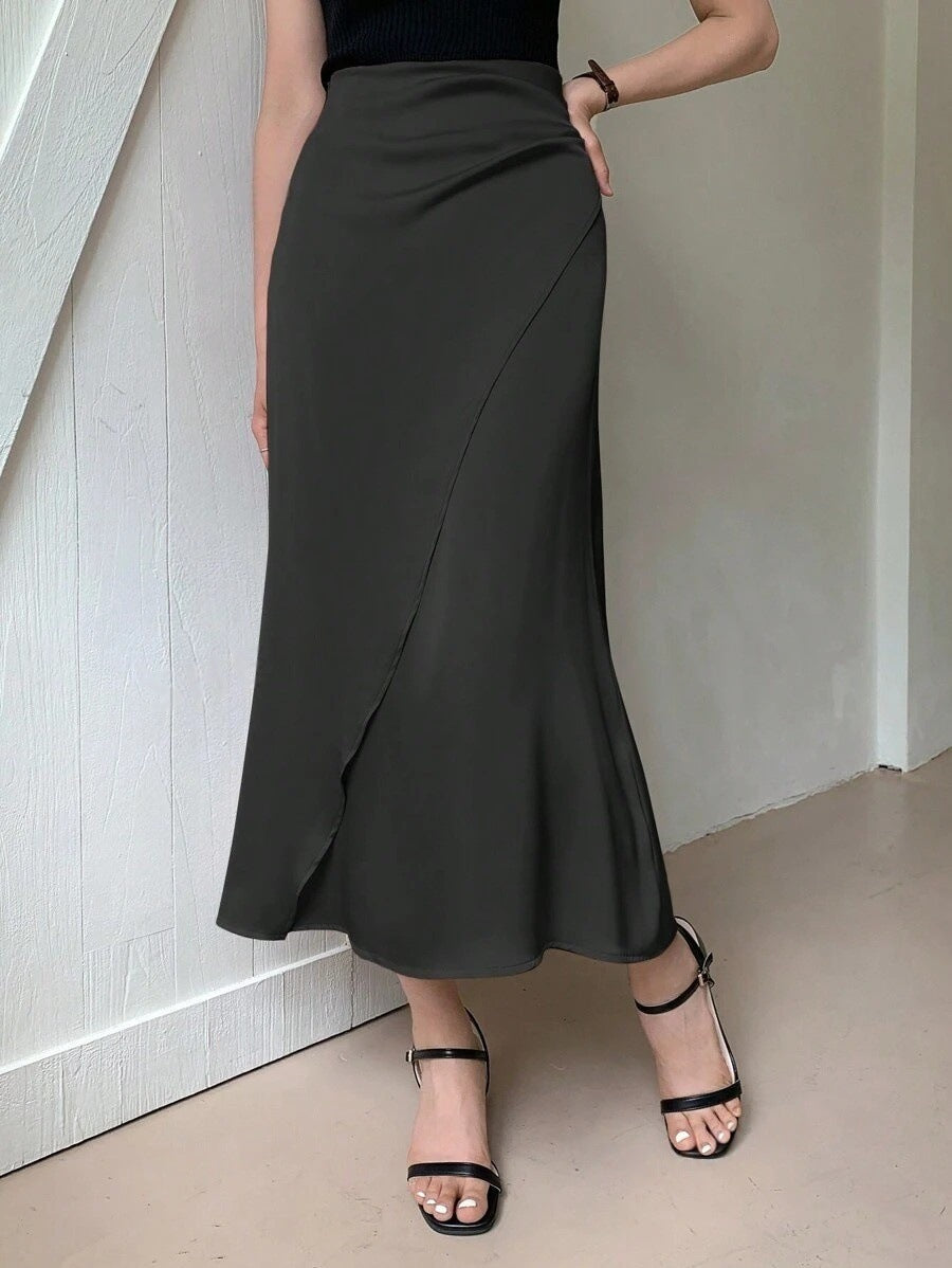 European and American Amazon Popular Satin Satin Skirt Foreign Trade Independent Station New Mid-Length Imitation Silk Skirt