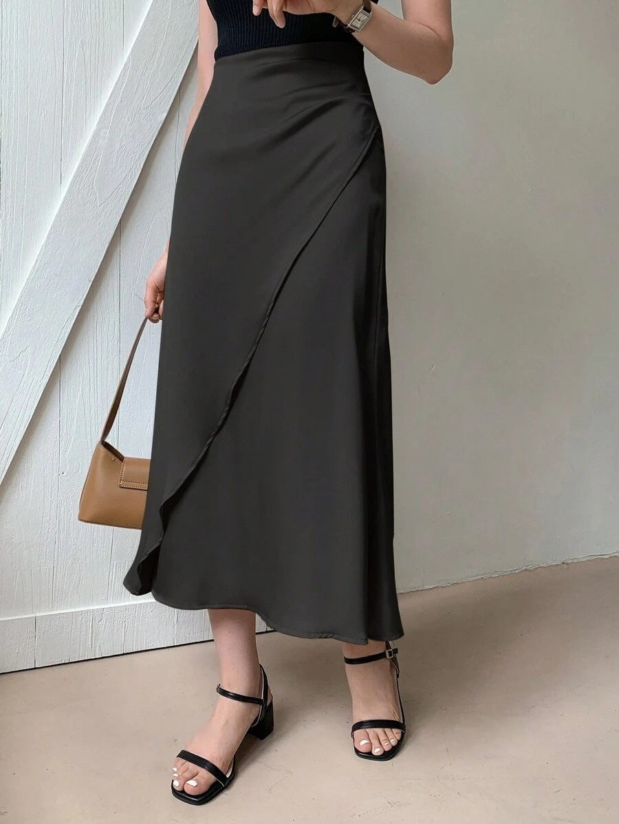 European and American Amazon Popular Satin Satin Skirt Foreign Trade Independent Station New Mid-Length Imitation Silk Skirt