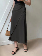 European and American Amazon Popular Satin Satin Skirt Foreign Trade Independent Station New Mid-Length Imitation Silk Skirt