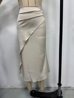 European and American Amazon Popular Satin Satin Skirt Foreign Trade Independent Station New Mid-Length Imitation Silk Skirt