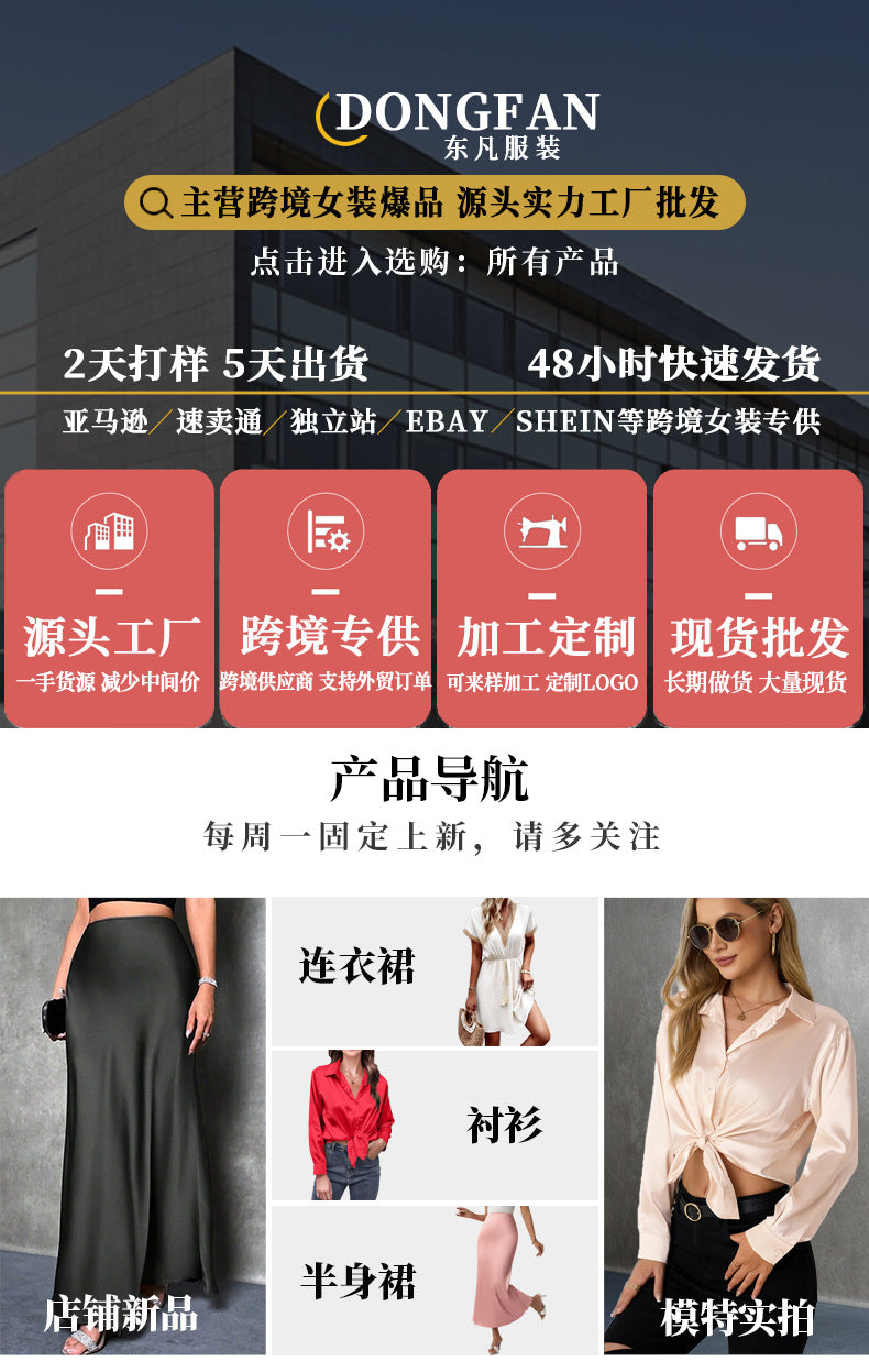 2026 Cross-Border Hot-Selling New Product Round Neck Short-Sleeve Left Shoulder Ruched T-Shirt Satin Women's Top Wholesale in Stock