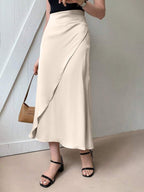 European and American Amazon Popular Satin Satin Skirt Foreign Trade Independent Station New Mid-Length Imitation Silk Skirt