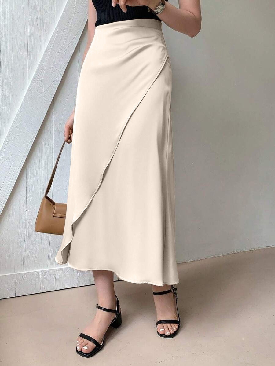 European and American Amazon Popular Satin Satin Skirt Foreign Trade Independent Station New Mid-Length Imitation Silk Skirt