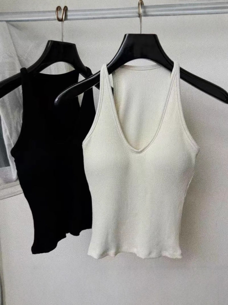 Breast Cover Beautiful Comes with Chest Pad Camisole Women's 2024 New Style Inner Wear Beautiful Back Slim-fit Slim-fit Neck Top