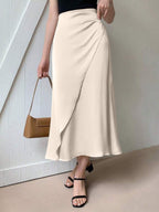 European and American Amazon Popular Satin Satin Skirt Foreign Trade Independent Station New Mid-Length Imitation Silk Skirt