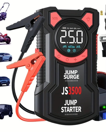 5-in-1 Multifunctional Air Pump Jump Starter with Air Compressor 3000A Peak/150PSI Battery Jump Starter Digital Tire Inflator