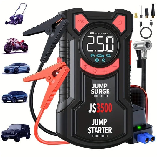 5-in-1 Multifunctional Air Pump Jump Starter with Air Compressor 3000A Peak/150PSI Battery Jump Starter Digital Tire Inflator
