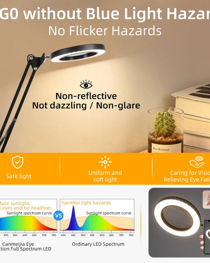 Desk Lamps Double Head LED Stepless Dimmable Led USB Table Lamp for Office Study Reading Lighting Fixture Computer Monitor Light