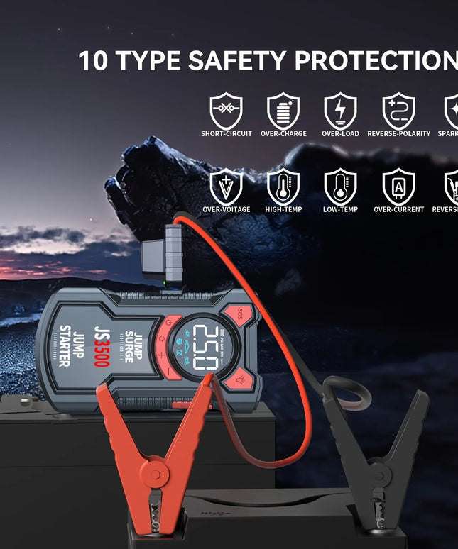 5-in-1 Multifunctional Air Pump Jump Starter with Air Compressor 3000A Peak/150PSI Battery Jump Starter Digital Tire Inflator
