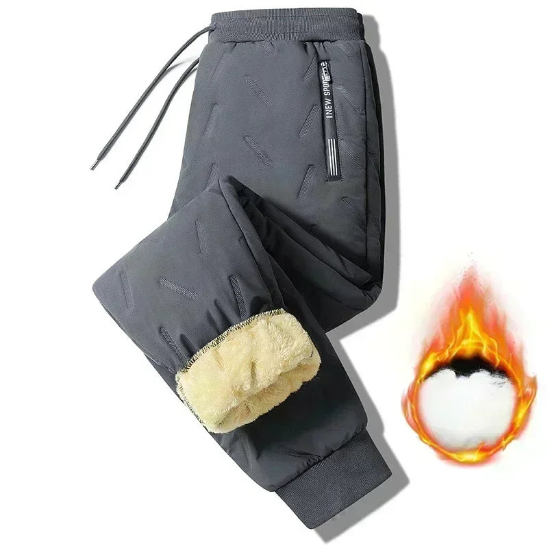 Down Pants Casual Men Pants Thickened Fleece Pants Loose Sportswear Winter Warm Clothes Men Casual Clothes