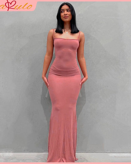 Satin Slip Sleeveless Backless Maxi Dress Women 2023 Summer Bodycon Elegant Sexy Outfits Ladies Birthday Party Club Sundress