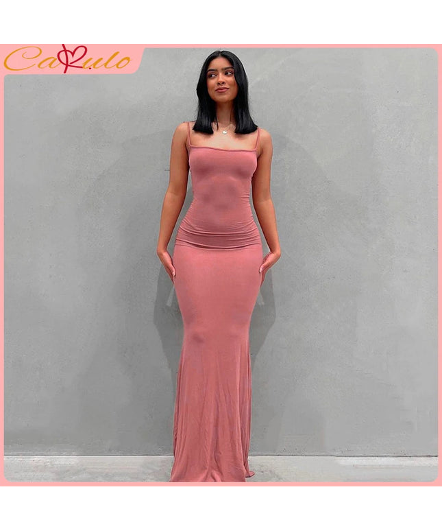 Satin Slip Sleeveless Backless Maxi Dress Women 2023 Summer Bodycon Elegant Sexy Outfits Ladies Birthday Party Club Sundress