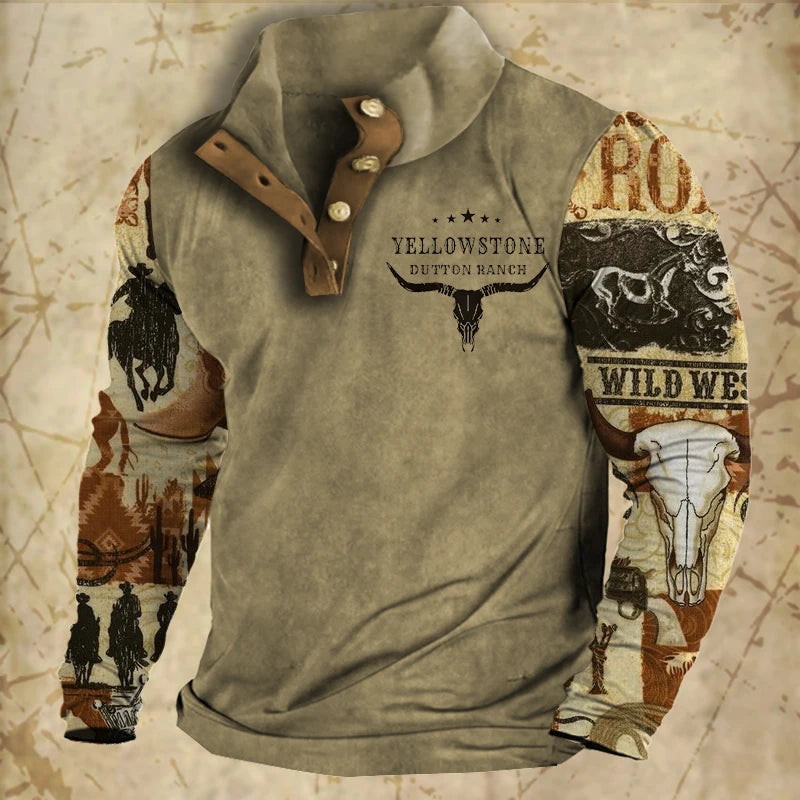 Vintage Men's Hoodies Autumn Long Sleeved Street Button Pullover Oversized Clothing For Men Sweatshirt Fashion Casual Hoodie