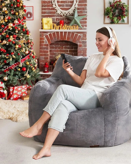 Bean Bag Sofa Chairs for Adults Comfy Bean Bag Sofa Fluffy Beanbag Chair Plush Chair Big Bubble Foam Sofa with Filler