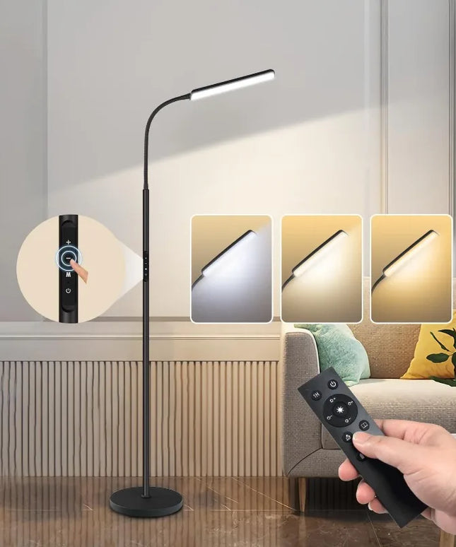LED Floor Lamp, Bright 15W Floor Lamps for Living Room with 1H Timer, Stepless Adjustable 3000K-6000K Colors & Brightness
