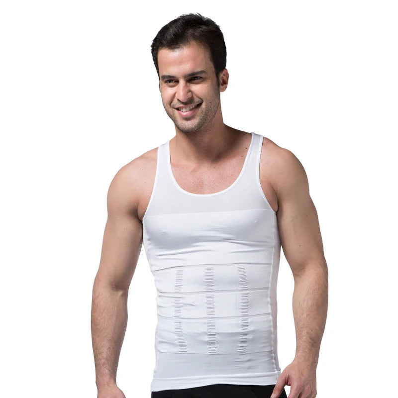 Mens Slimming Body Shaper Shapewear Abdomen Compression Shirt to Hide Gynecomastia Moobs Workout Tank Tops Undershirts