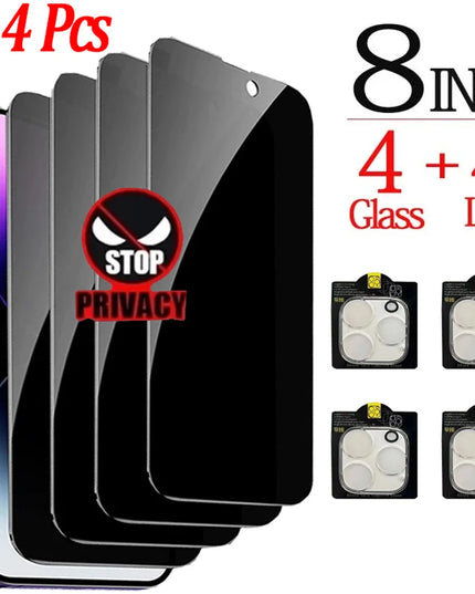 Anti-Spy Glass For iPhone 16 15 14 13 Pro Max Privacy Screen Protectors & Camera Protection Film For iPhone15 12 11 Pro mica