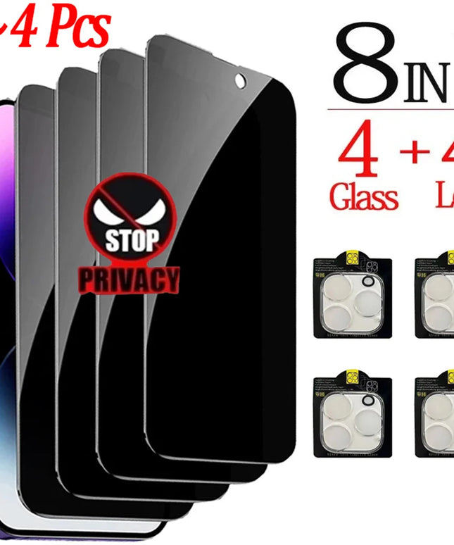 Anti-Spy Glass For iPhone 16 15 14 13 Pro Max Privacy Screen Protectors & Camera Protection Film For iPhone15 12 11 Pro mica
