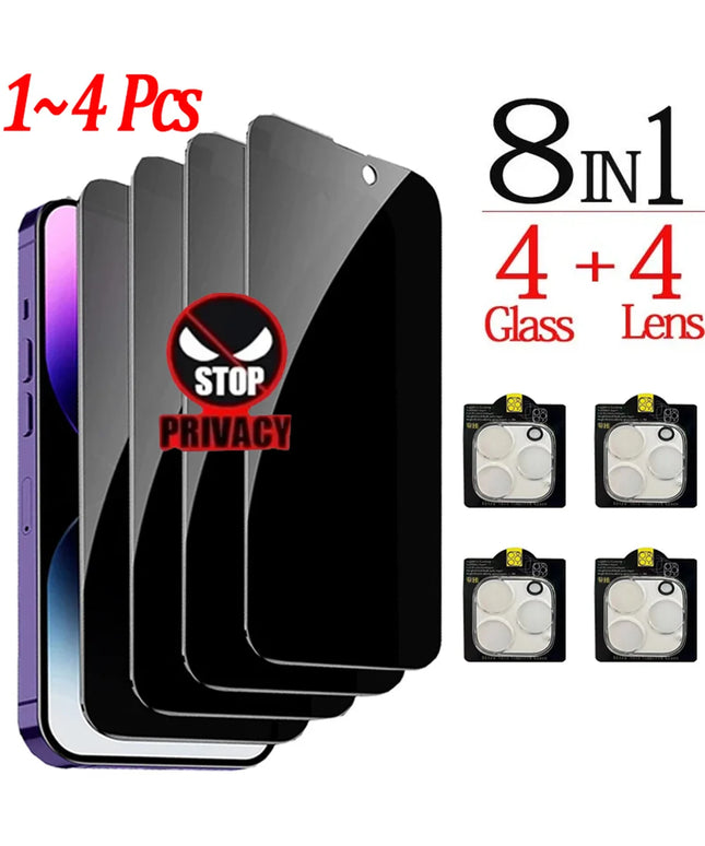 Anti-Spy Glass For iPhone 16 15 14 13 Pro Max Privacy Screen Protectors & Camera Protection Film For iPhone15 12 11 Pro mica