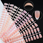 150Pcs Medium Almond French False Nails Matte Nude/Pink Soft Gel White French Press On Nails 0.75-2.6cm ABS Artificial Nail Tips