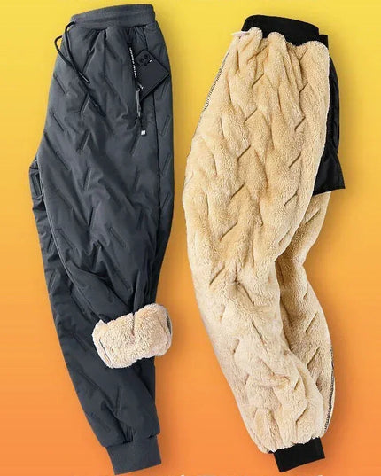 Winter Down Cotton Pants Men's Outdoor Plush Thick Velvet Warm Sports Pants Lambswol Casual Waterproof Windproof Ski Pants 7XL