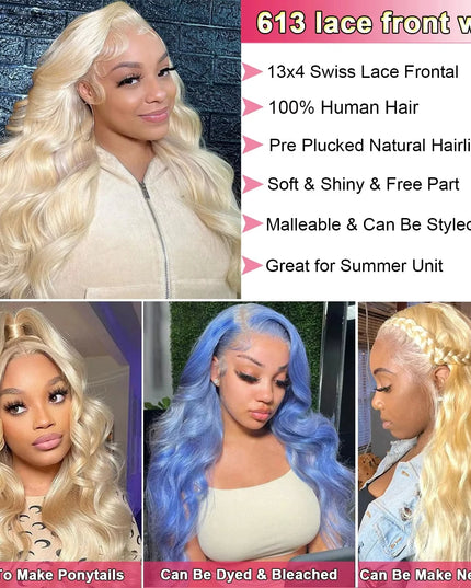 Body Wave 613 Hd Lace Frontal Wig 13x6 Human Hair Wigs 13x4 Transparent Lace Honey Blonde Glueless Wigs For Women 180 Density