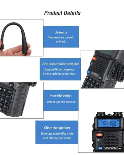 2pcs BAOFENG UV-5R 5W 8W High Power Dual Band Two Way Radio Long Range Handheld Portable Walkies Talkies For Hunting