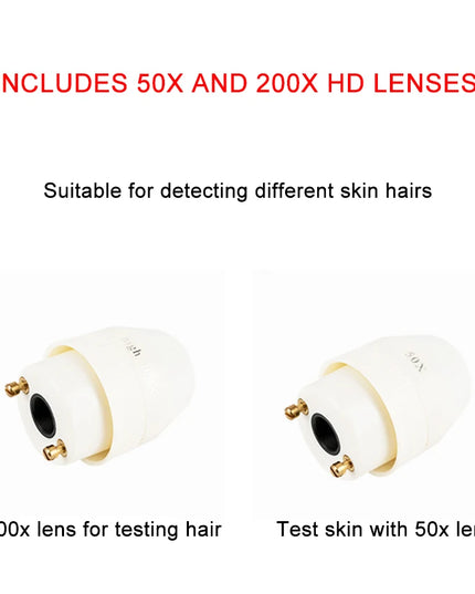 Magnifying Skin Analyzer Rechargeable Detector Hair Follicle Oil Moisture Pigment Tester Scalp/Face Skin Care Monitor 50X/200X