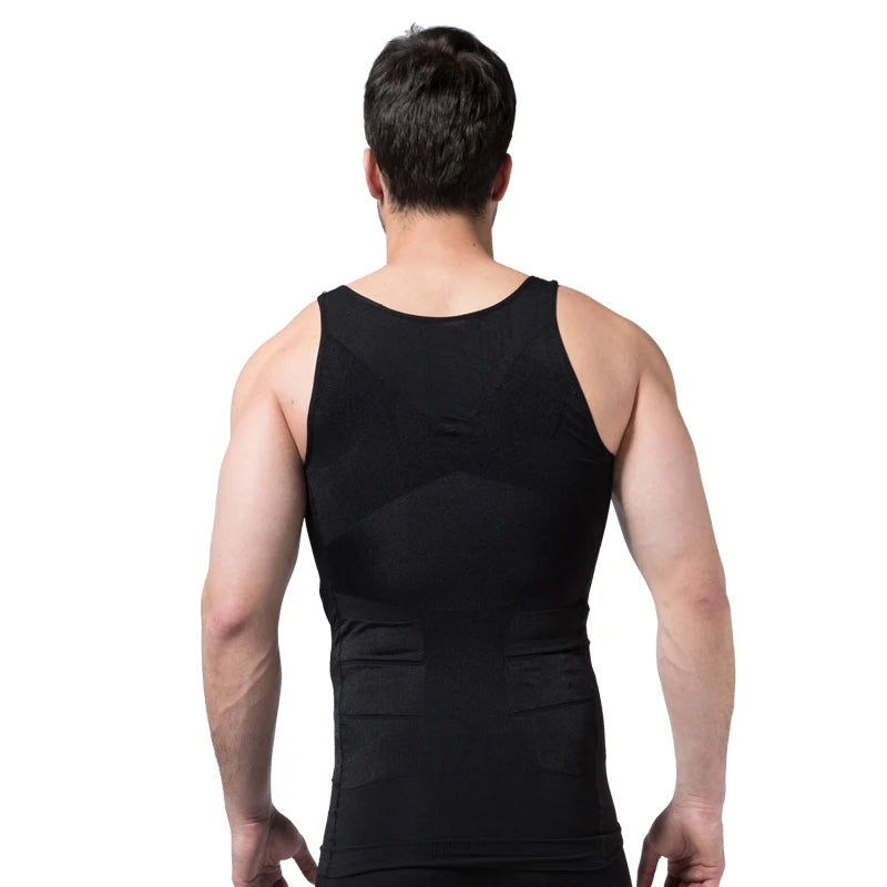 Mens Slimming Body Shaper Shapewear Abdomen Compression Shirt to Hide Gynecomastia Moobs Workout Tank Tops Undershirts
