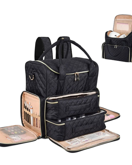 80 Bottles Nail Polish Storage Bag Portable Cosmetic Large Handbag Organizer with Handle for Travel 2 Layer Essential Oil Bag
