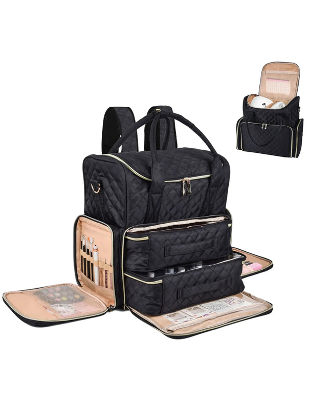 80 Bottles Nail Polish Storage Bag Portable Cosmetic Large Handbag Organizer with Handle for Travel 2 Layer Essential Oil Bag