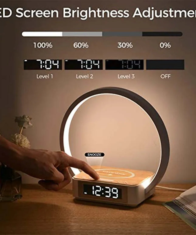 Multifunctional Night Light Atmosphere Lamps Digital Alarm Clock Speaker Wireless Charger Children Sleep Bedroom Decoration 2025
