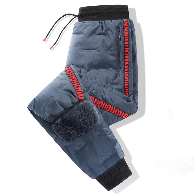 Winter Lambswool Down Pants Warm Thicken Sweatpants Men Fashion Joggers Water Proof Casual Pants Men Brand Plus Fleece Trousers