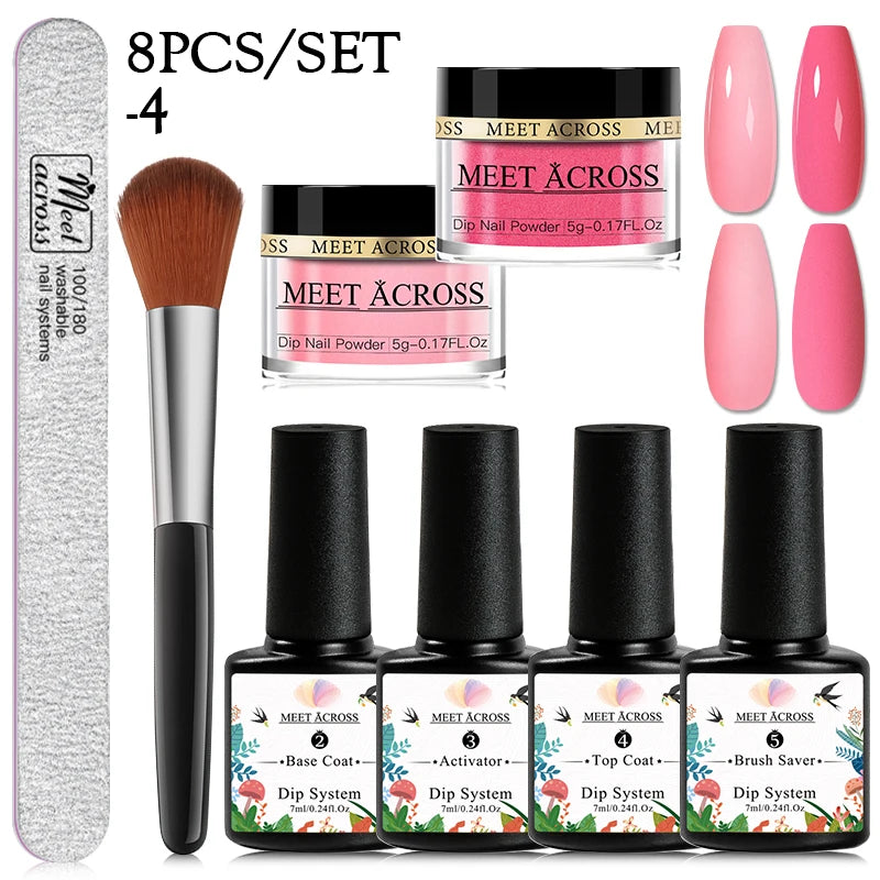 5g Dipping Nail Powder Set Red Nail Glitter Dipping System Kit For Manicure Nail Art Decorations Natural Dry Without Lamp Cure